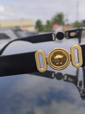 Versace Black and Gold Medusa Belt